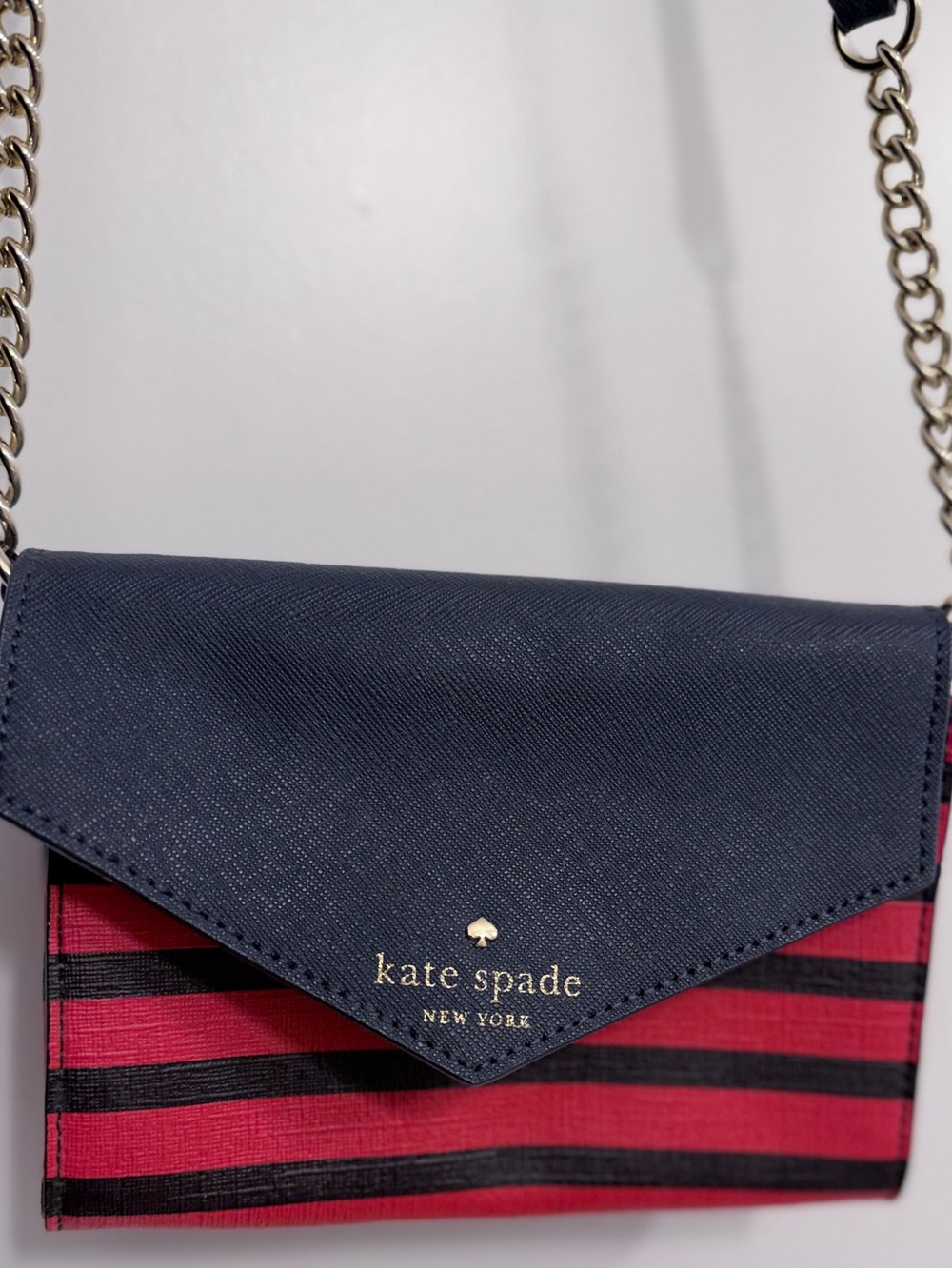 Kate Spade Navy Crossbody Bag with Gold Chain Strap